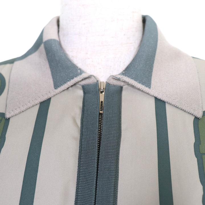 極美品☆HERMES エルメス 22AW 2H2837D5 シルク100％ ツイルレール 長袖ニット ワンピース グリーン グレー 42 イタリア製 レディース