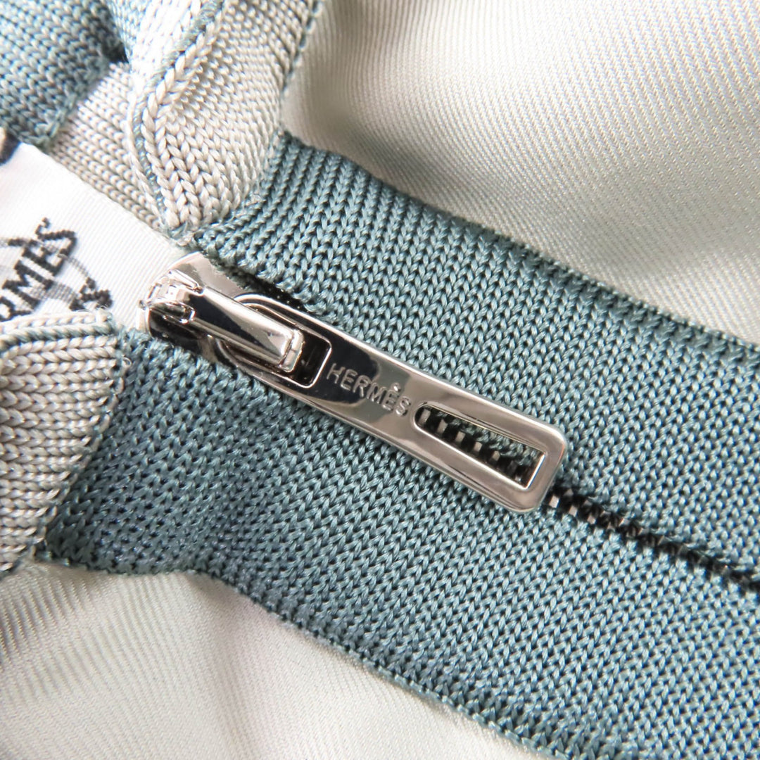 極美品☆HERMES エルメス 22AW 2H2837D5 シルク100％ ツイルレール 長袖ニット ワンピース グリーン グレー 42 イタリア製 レディース