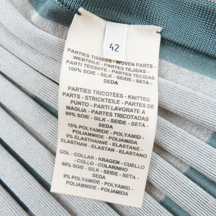 極美品☆HERMES エルメス 22AW 2H2837D5 シルク100％ ツイルレール 長袖ニット ワンピース グリーン グレー 42 イタリア製 レディース