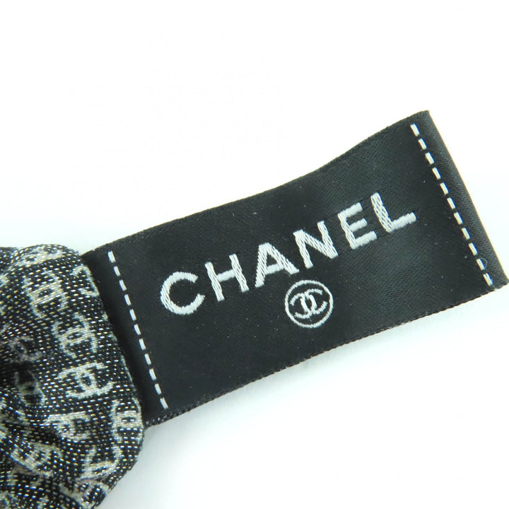 極美品☆CHANEL シャネル シルク メティエダール コレクション ココマーク リボン シュシュ ヘアアクセサリー グレー系 イタリア製