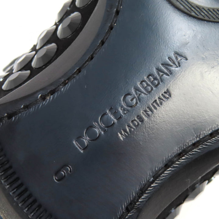 極美品△DOLCE&amp;GABBANA ドルチェ＆ガッバーナ ラインストーン スウェードレザー ダービーシューズ ドレスシューズ ブラック 6 伊製 メンズ