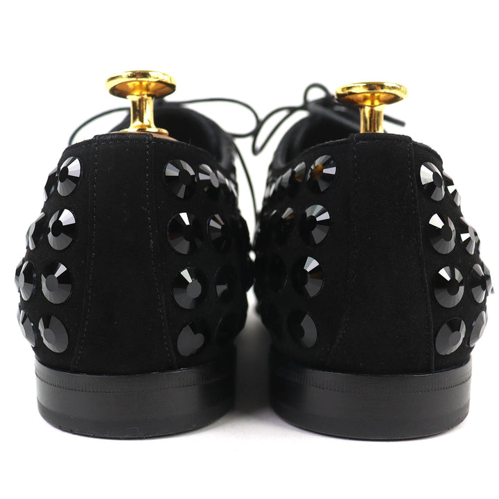 極美品△DOLCE&amp;GABBANA ドルチェ＆ガッバーナ ラインストーン スウェードレザー ダービーシューズ ドレスシューズ ブラック 6 伊製 メンズ