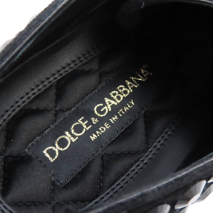 極美品△DOLCE&amp;GABBANA ドルチェ＆ガッバーナ ラインストーン スウェードレザー ダービーシューズ ドレスシューズ ブラック 6 伊製 メンズ