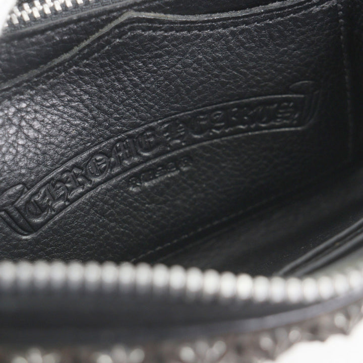 極美品▼CHROME HEARTS クロムハーツ レザー 925 REC F ZIP フルゼロピラミッドスタッズ ラウンドファスナー 長財布 ブラック シルバー
