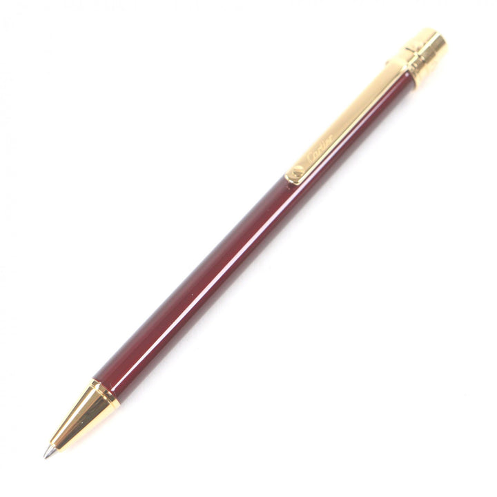 極美品□Cartier カルティエ サントス ドゥ カルティエ ツイスト式 ボールペン ボルドー ゴールド フランス製 メンズ 筆記確認済み