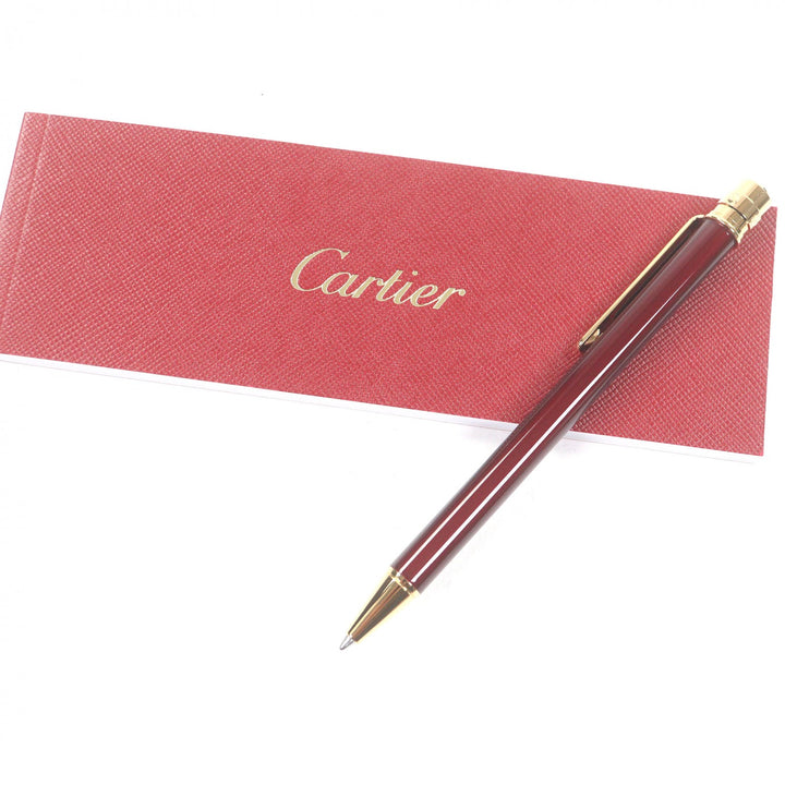 極美品□Cartier カルティエ サントス ドゥ カルティエ ツイスト式 ボールペン ボルドー ゴールド フランス製 メンズ 筆記確認済み