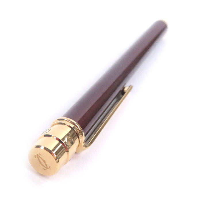 極美品□Cartier カルティエ サントス ドゥ カルティエ ツイスト式 ボールペン ボルドー ゴールド フランス製 メンズ 筆記確認済み