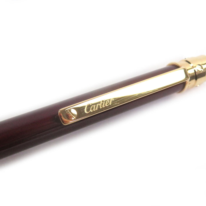 極美品□Cartier カルティエ サントス ドゥ カルティエ ツイスト式 ボールペン ボルドー ゴールド フランス製 メンズ 筆記確認済み