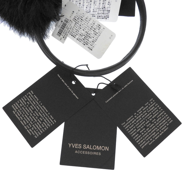 未使用品▲YVES SALOMON イヴ サロモン ラパン100％ ラムレザー使い イヤーマフ 耳当て ブラック フランス製 正規品 レディース