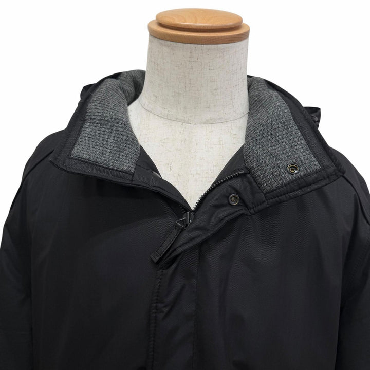 美品□HUGO BOSS ヒューゴボス GORE-TEX ヘリンボーン柄 一部ニット切替 フーデッド ナイロンコート ブラック 50 メンズオススメ◎