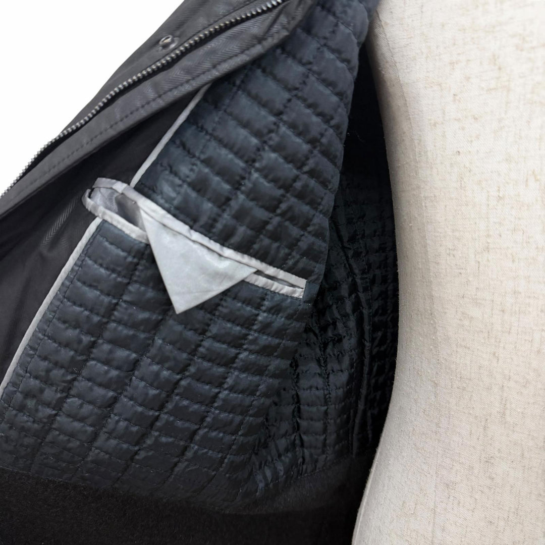 美品□HUGO BOSS ヒューゴボス GORE-TEX ヘリンボーン柄 一部ニット切替 フーデッド ナイロンコート ブラック 50 メンズオススメ◎