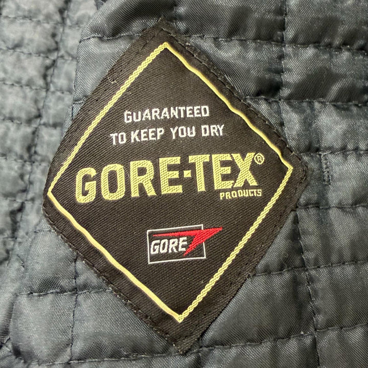 美品□HUGO BOSS ヒューゴボス GORE-TEX ヘリンボーン柄 一部ニット切替 フーデッド ナイロンコート ブラック 50 メンズオススメ◎