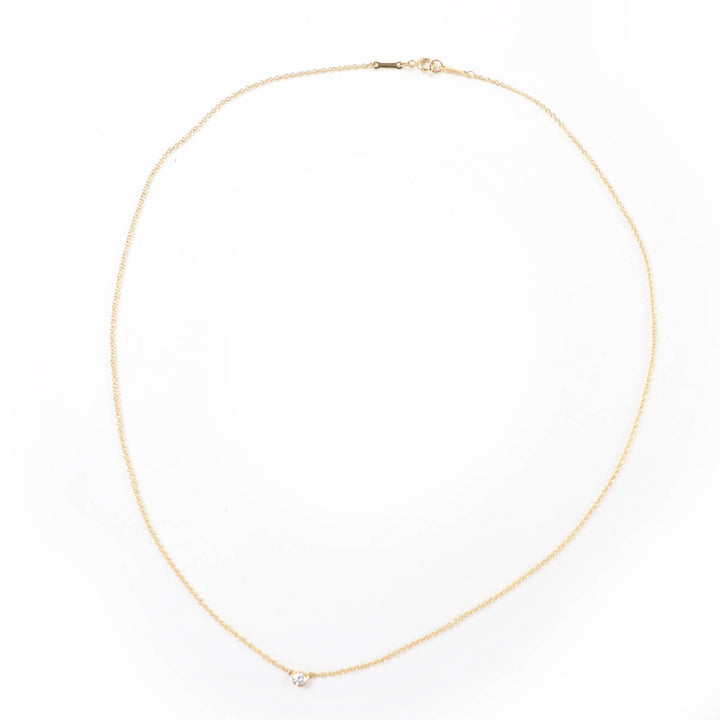 美品☆TIFFANY&amp;Co. ティファニー バイ ザ ヤード シングル ダイヤモンド ペンダント 18K 0.05ct K18/750(YG) 直径約3.5mm 重量1.83g