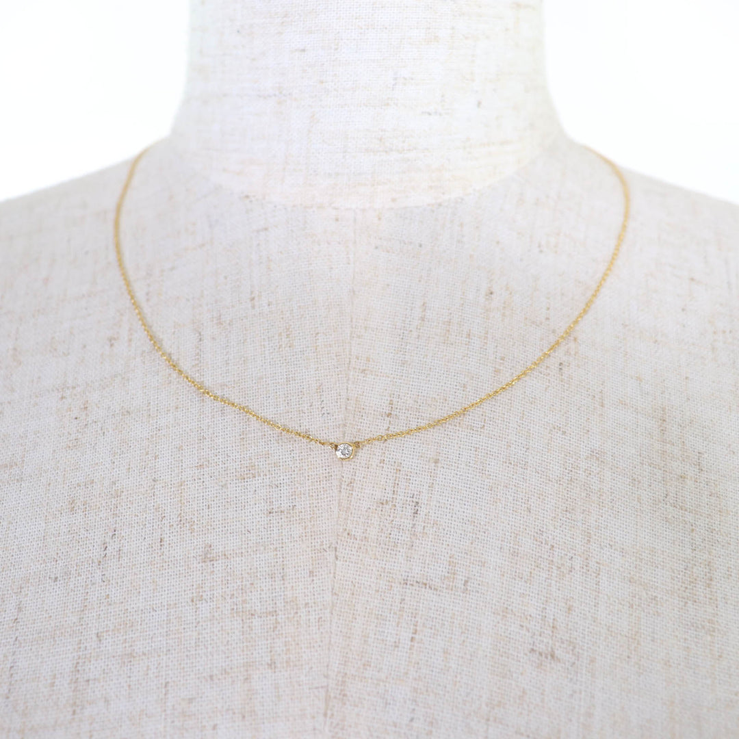 美品☆TIFFANY&amp;Co. ティファニー バイ ザ ヤード シングル ダイヤモンド ペンダント 18K 0.05ct K18/750(YG) 直径約3.5mm 重量1.83g