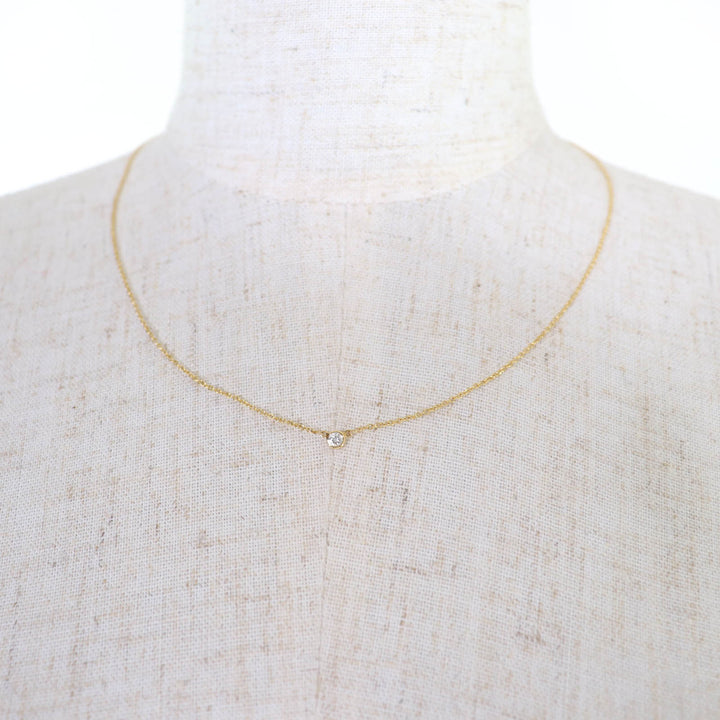 美品☆TIFFANY&amp;Co. ティファニー バイ ザ ヤード シングル ダイヤモンド ペンダント 18K 0.05ct K18/750(YG) 直径約3.5mm 重量1.83g