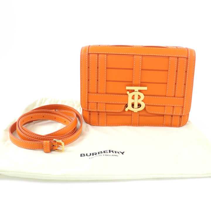 極美品☆BURBERRY バーバリー TB金具 2WAY レザー クラッチバッグ ショルダーバッグ オレンジ 保存袋付き イタリア製 レディース