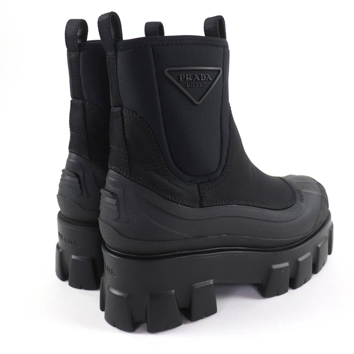 未使用品☆PRADA プラダ 1T933M モノリス Re-Nylon トライアングルロゴ ギャバジンブーツ ショートブーツ ブラック 36.5 レディース
