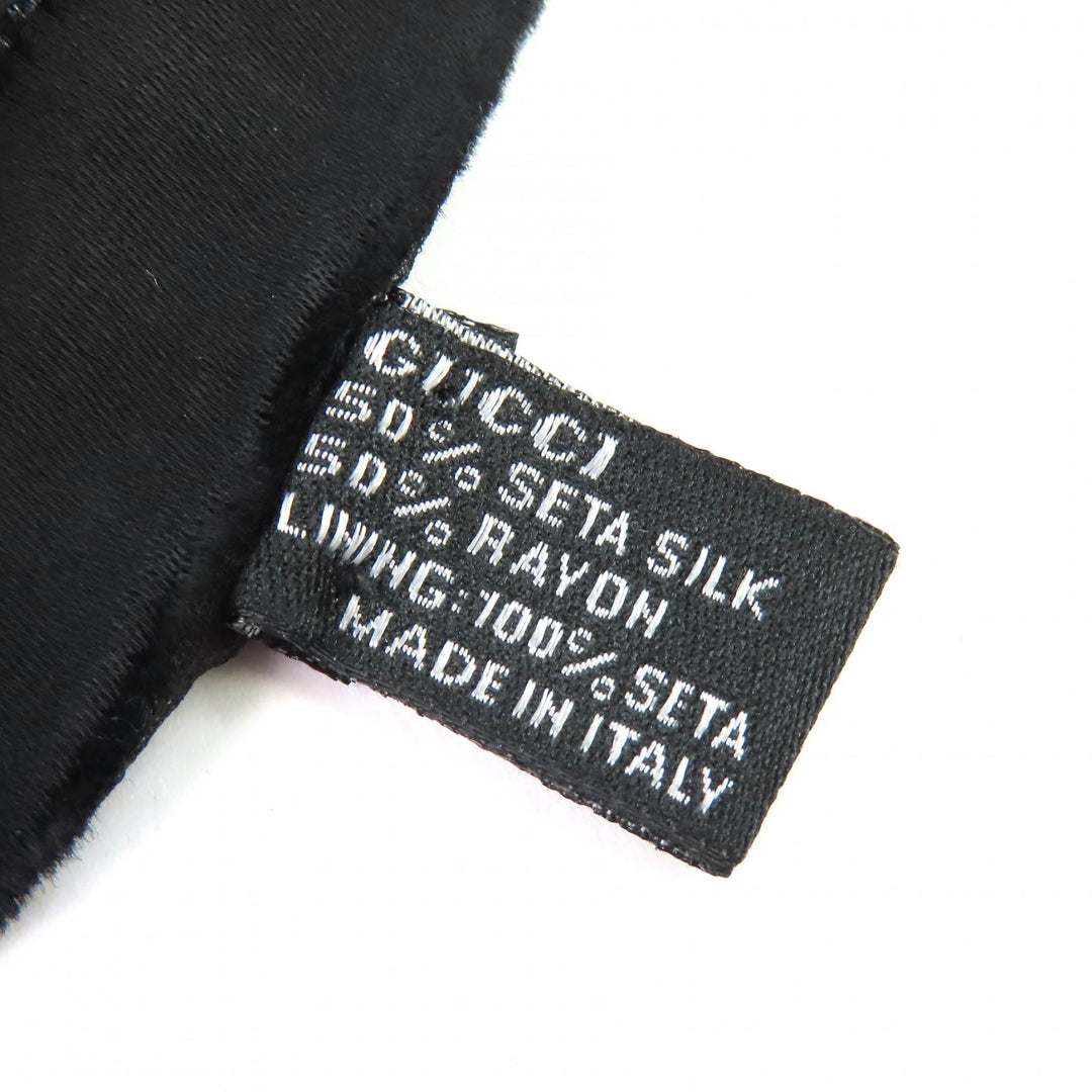 極美品△GUCCI グッチ シルク100% ロゴ 総柄デザイン ストール 蝶ネクタイ 計4点セット ブラック ブラウン系 レッド系 イタリア製 メンズ