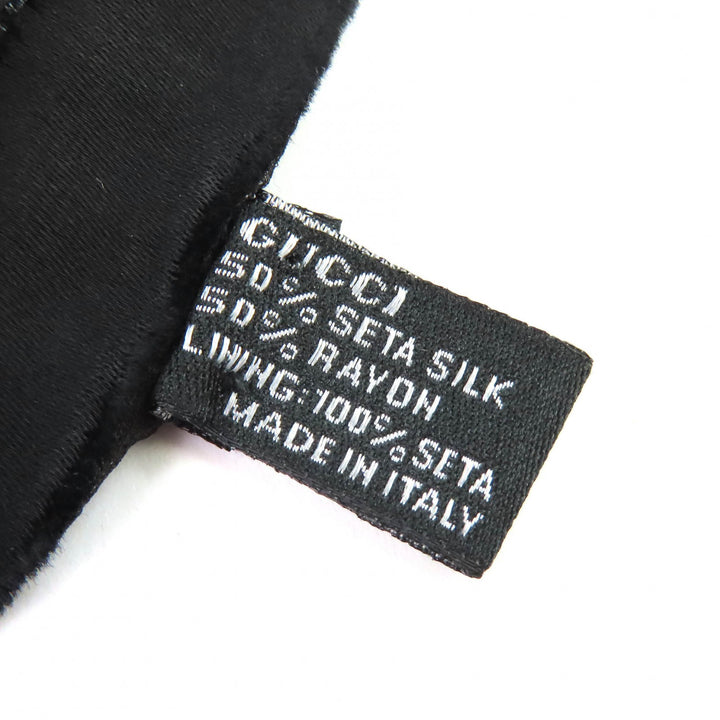 極美品△GUCCI グッチ シルク100% ロゴ 総柄デザイン ストール 蝶ネクタイ 計4点セット ブラック ブラウン系 レッド系 イタリア製 メンズ