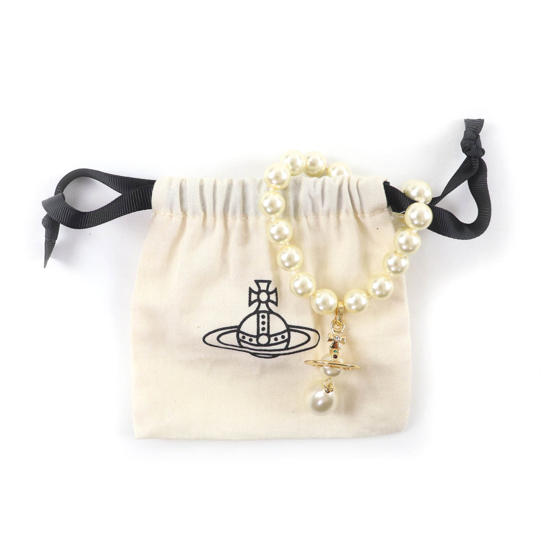 美品★Vivienne Westwood ヴィヴィアンウエストウッド ONE ROW PEARL DROP チョーカー ゴールド オーブ ネックレス 保存袋付 レディース