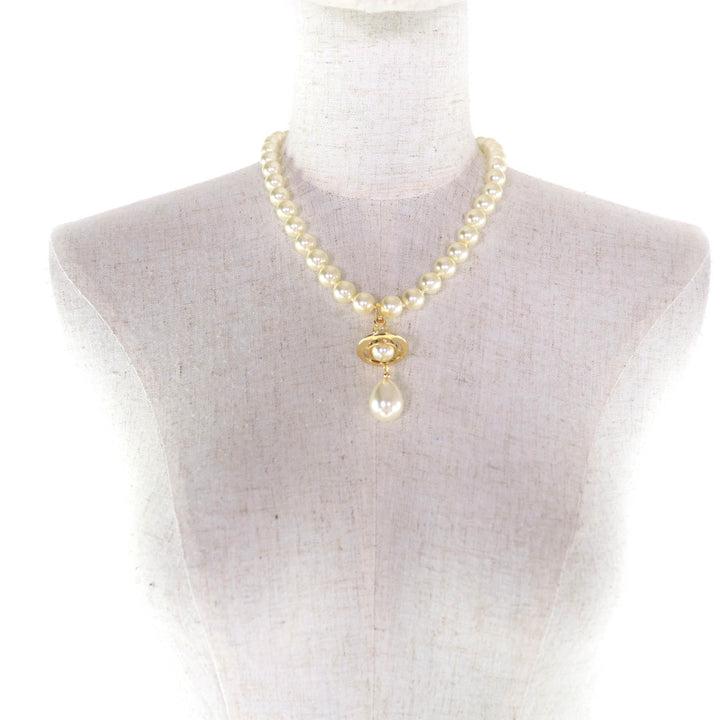 美品★Vivienne Westwood ヴィヴィアンウエストウッド ONE ROW PEARL DROP チョーカー ゴールド オーブ ネックレス 保存袋付 レディース