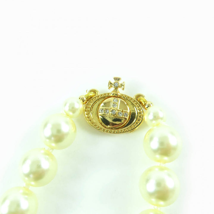美品★Vivienne Westwood ヴィヴィアンウエストウッド ONE ROW PEARL DROP チョーカー ゴールド オーブ ネックレス 保存袋付 レディース