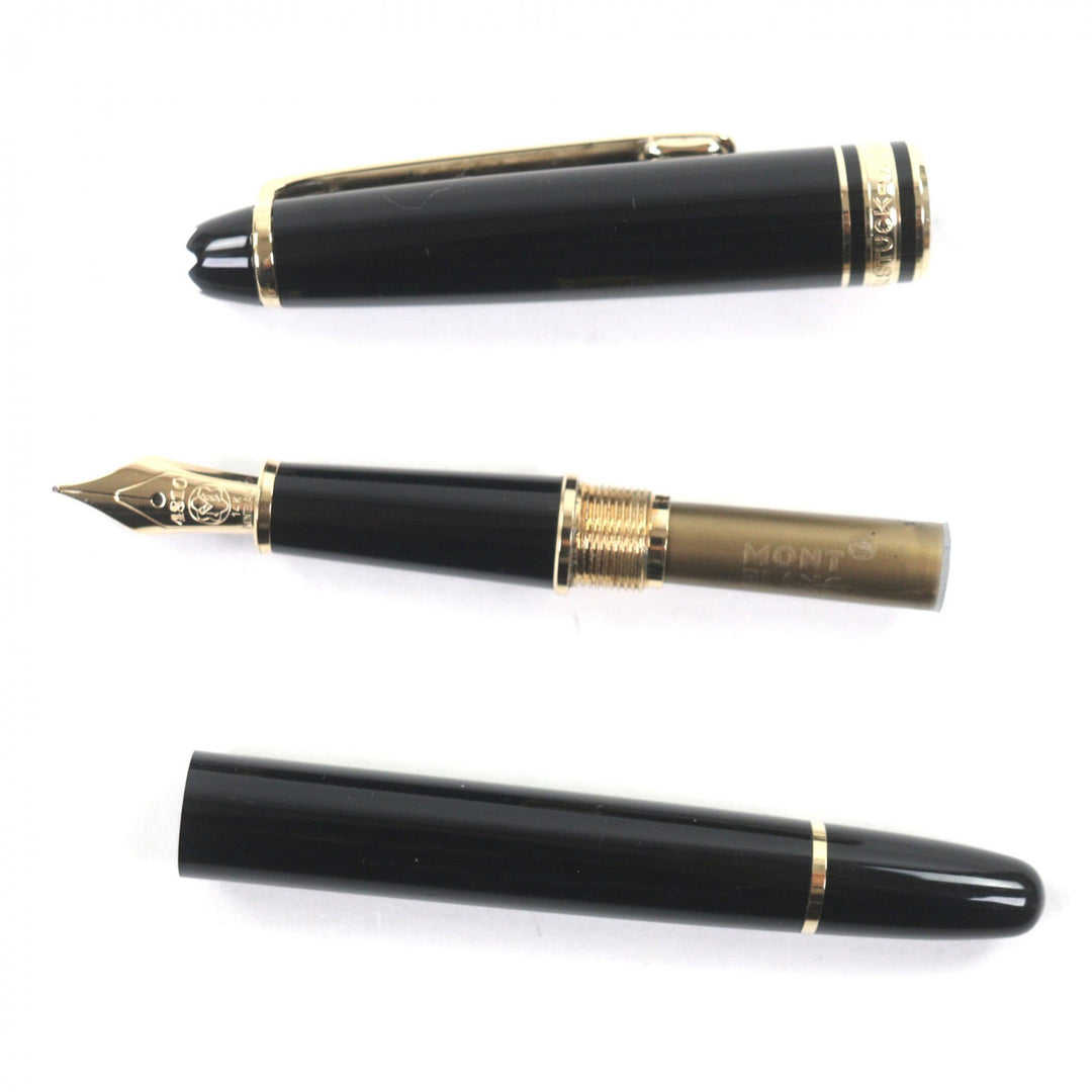 美品▼MONTBLANC モンブラン ヴィンテージ マイスターシュテュック クラシック 14K Fニブ ホワイトスター 万年筆 ブラック ゴールド