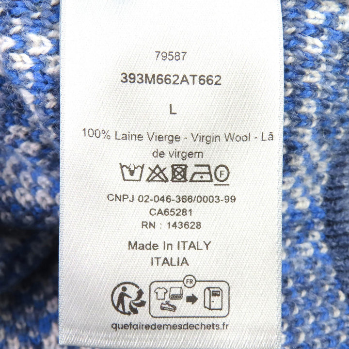 極美品△DIOR ディオール オム 2023年製 393M662AT662 ウール100％ オブリーク ニット ベスト ブルー系 L イタリア製 正規品 メンズ