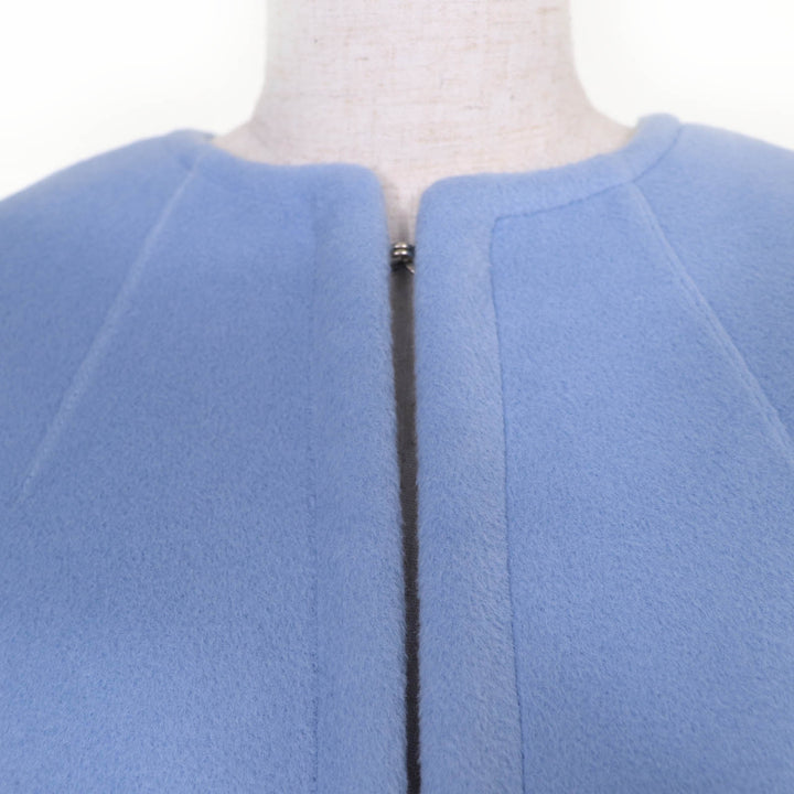 極美品☆TAGLIATORE タリアトーレ TESSA アンゴラ ウール ノーカラー コート ライトブルー 40 イタリア製 正規品 レディース
