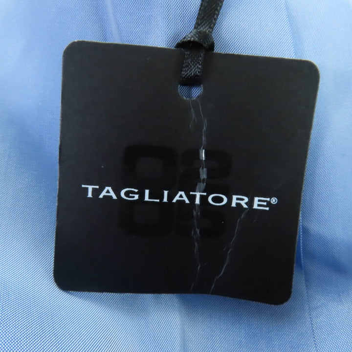極美品☆TAGLIATORE タリアトーレ TESSA アンゴラ ウール ノーカラー コート ライトブルー 40 イタリア製 正規品 レディース