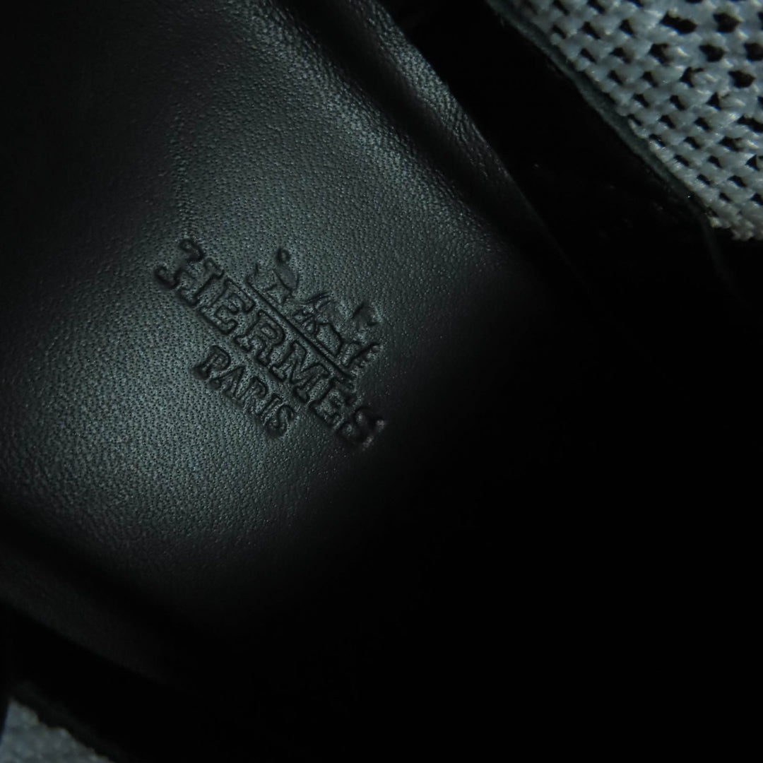 未使用品☆HERMES エルメス ディープ Hロゴ レザー使い ローカットスニーカー ブラック ホワイト 36 箱・保存袋付 イタリア製 レディース