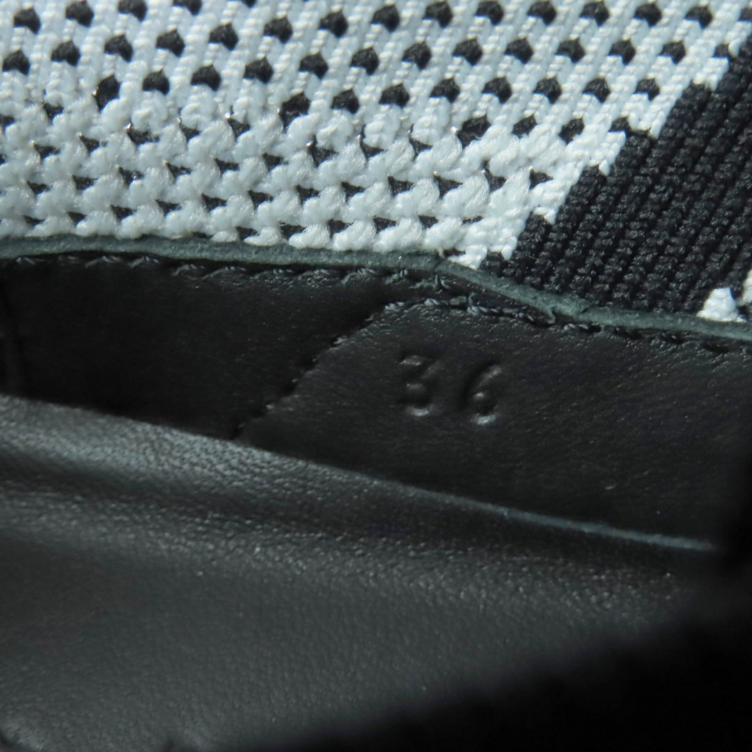 未使用品☆HERMES エルメス ディープ Hロゴ レザー使い ローカットスニーカー ブラック ホワイト 36 箱・保存袋付 イタリア製 レディース
