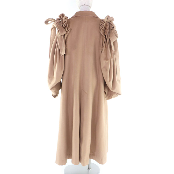 未使用品★HAENGNAE ヘンネ AMAGO COAT カシミヤ100％ 肩リボン装飾 超ロング丈 コート キャメル F 日本製 正規品 定価220000円