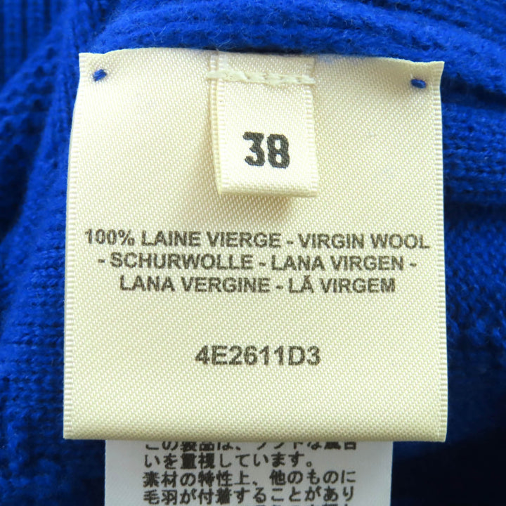 極美品★HERMES エルメス 24SS 4E2611D3 ウール100％ Hモチーフ クルーネック 長袖 ニット ブルー 38 イタリア製 正規品 レディース