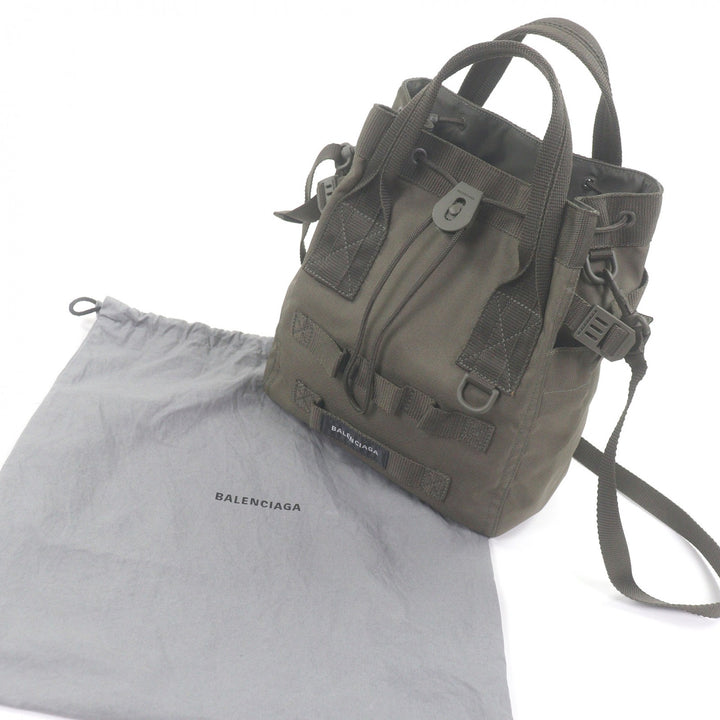 美品□BALENCIAGA バレンシアガ 644029 ARMY アーミー リサイクルポリアミド 2WAY ハンドバッグ ショルダーバッグ カーキ メンズ
