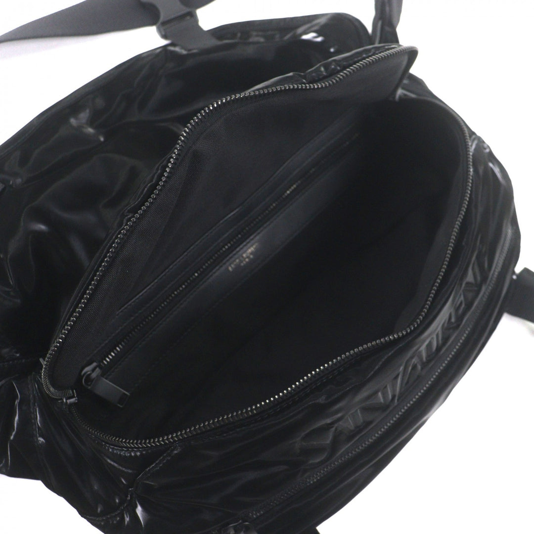 極美品▼SAINT LAURENT PARIS サンローランパリ 758258 ナイロン エンブロイダリー ボディバッグ ブラック 保存袋付き イタリア製 メンズ