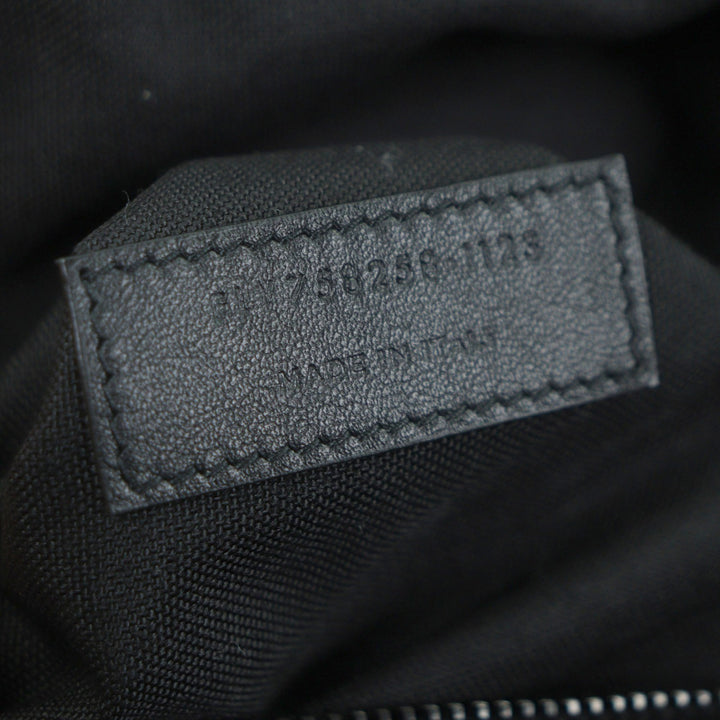 極美品▼SAINT LAURENT PARIS サンローランパリ 758258 ナイロン エンブロイダリー ボディバッグ ブラック 保存袋付き イタリア製 メンズ