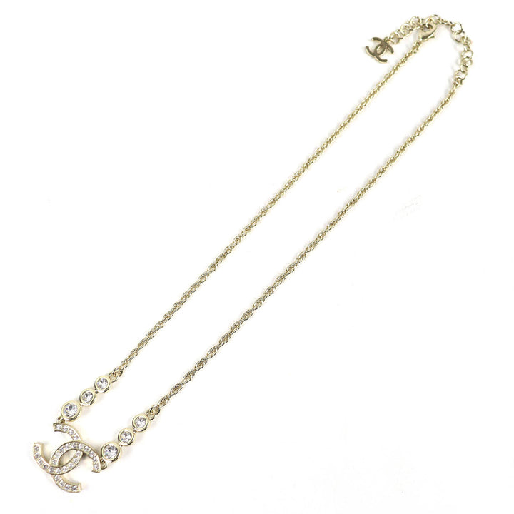 極美品△CHANEL シャネル 2025年製 B25S ココマーク ラインストーン チェーン ネックレス アクセサリー ゴールド 箱付き レディース