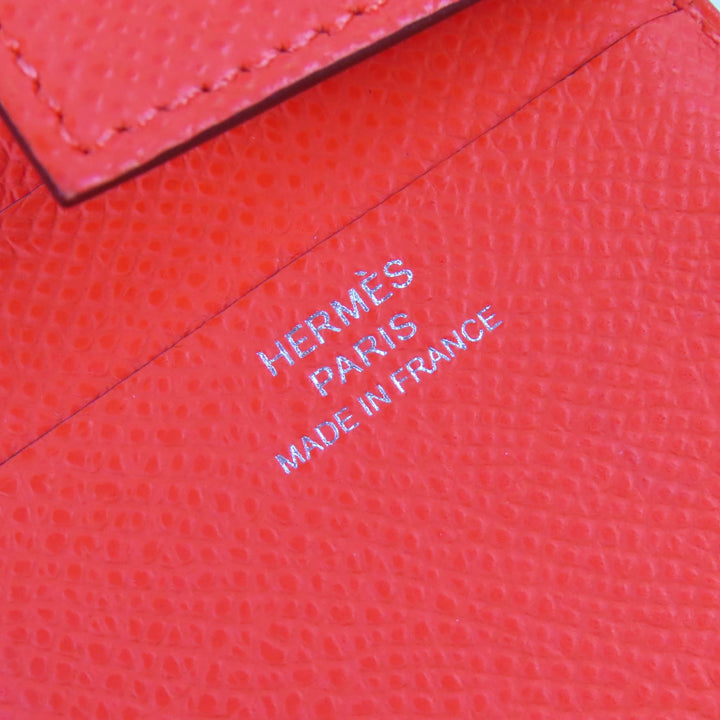 美品△HERMES エルメス H085779CKG0 ニューH パッサン ヴォーエプソン オレンジフィールド コンパクトウォレット 二つ折り財布 W刻 箱付