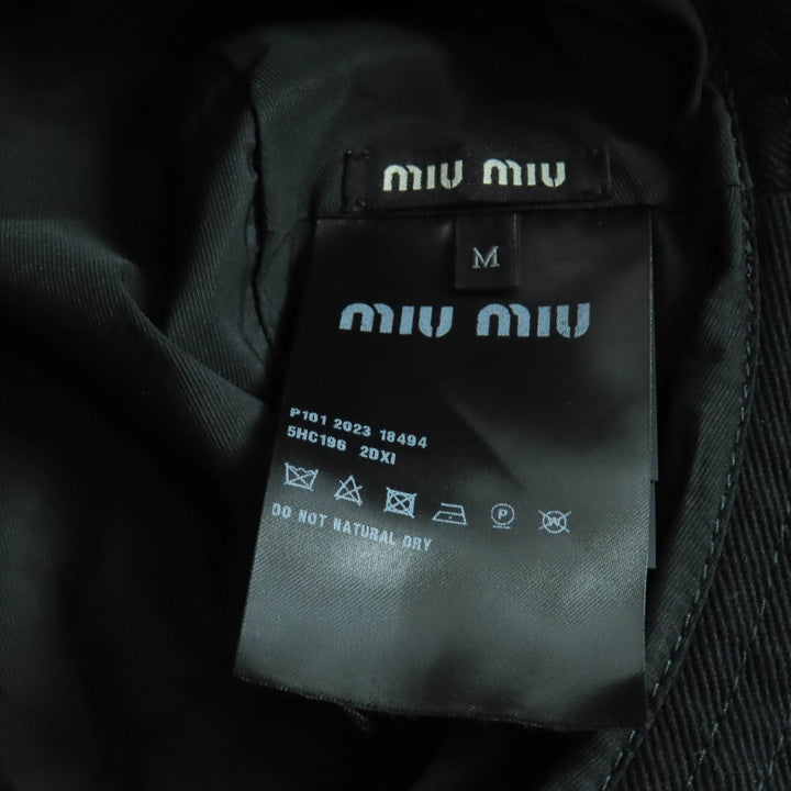 極美品★MIUMIU ミュウミュウ 2023年製 5HC196 コットン100％ ロゴ刺繍入り キャンバス バケットハット ハット ブラック M 伊製 正規品