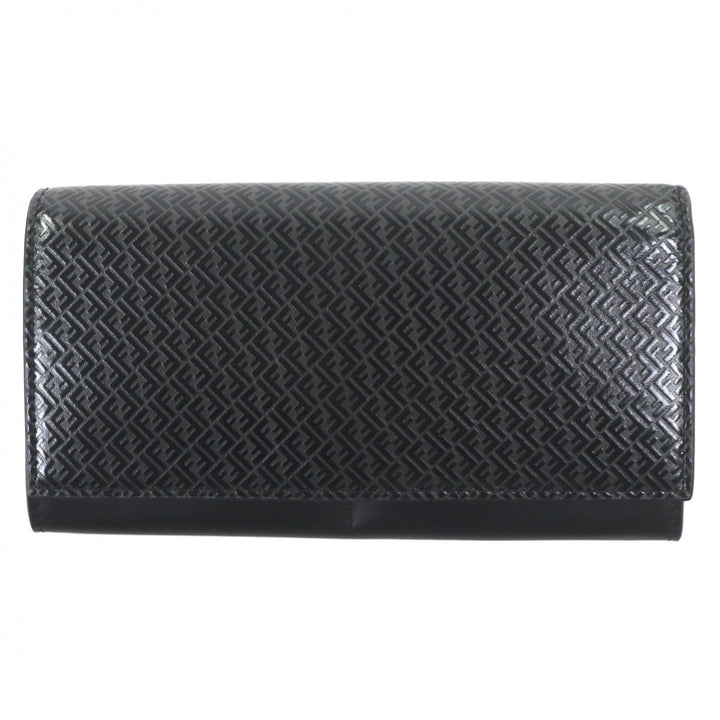極美品▼FENDI フェンディ 7M0264 レザー マイクロズッカ ロングウォレット 二つ折り 長財布 ブラック 箱付き イタリア製 メンズ