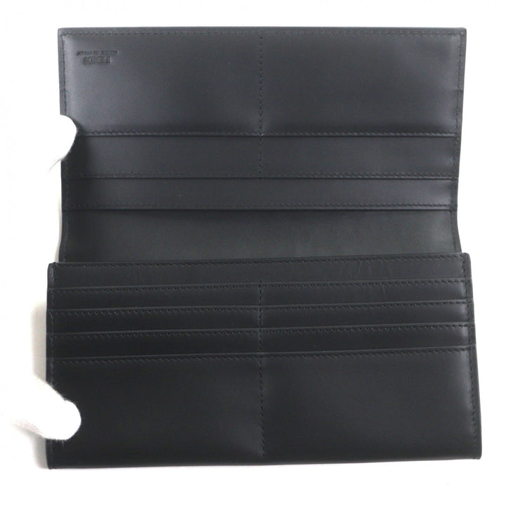 極美品▼FENDI フェンディ 7M0264 レザー マイクロズッカ ロングウォレット 二つ折り 長財布 ブラック 箱付き イタリア製 メンズ