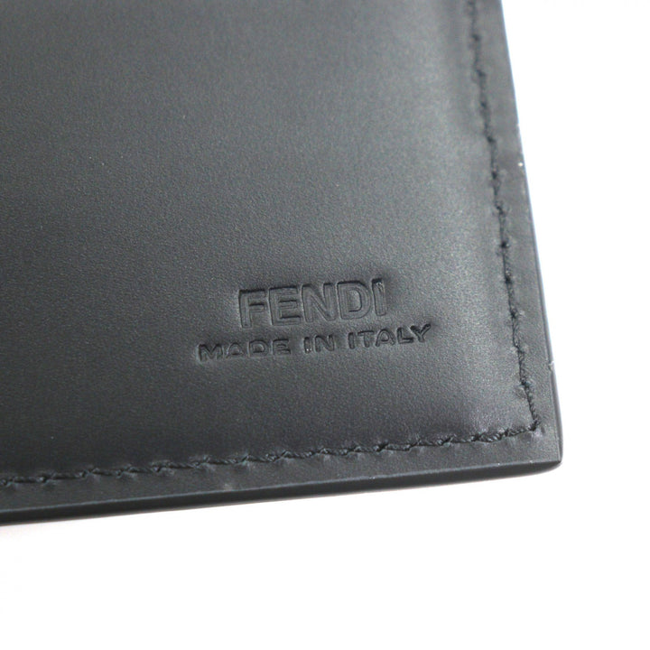 極美品▼FENDI フェンディ 7M0264 レザー マイクロズッカ ロングウォレット 二つ折り 長財布 ブラック 箱付き イタリア製 メンズ