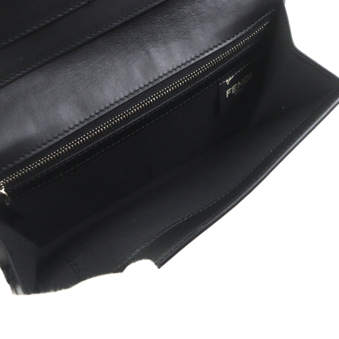 極美品▼FENDI フェンディ 7M0264 レザー マイクロズッカ ロングウォレット 二つ折り 長財布 ブラック 箱付き イタリア製 メンズ