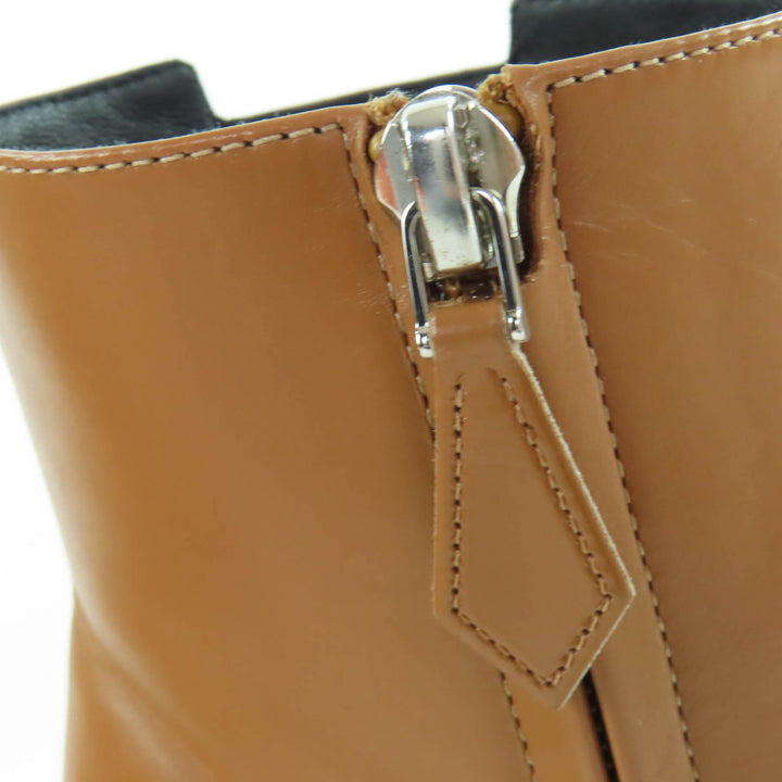 美品☆HERMES エルメス デマルシュ サイドZIP レザー ショートブーツ ブラウン 35.5 箱・保存袋付き イタリア製 レディース