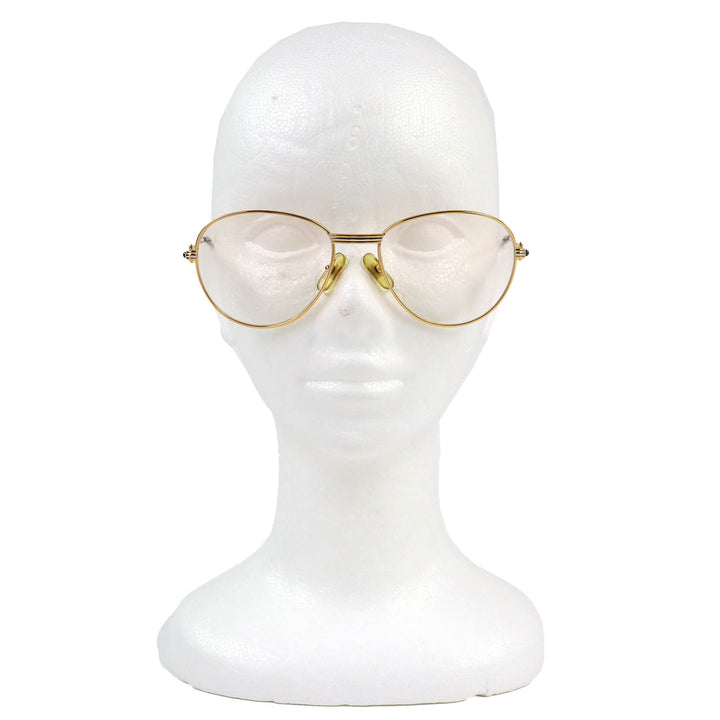 美品△Cartier カルティエ ヴィンテージ トリニティ 2Pブルージェムストーン メガネ 眼鏡 アイウェア ゴールド ボルドー 55□18 135 度入