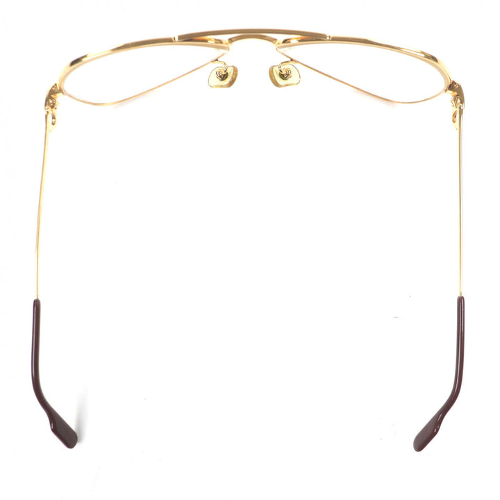 美品▼Cartier カルティエ ヴィンテージ トリニティ ツーブリッジ ロゴ金具 メガネ 眼鏡 アイウェア ゴールド ボルドー 59□14 130 度入
