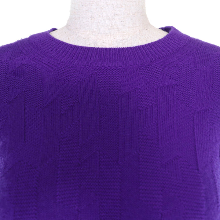 極美品☆HERMES エルメス 23AW 3H2617D4 ウール100％ Hモチーフ 長袖 ニット トップス パープル 42 イタリア製 正規品 レディース