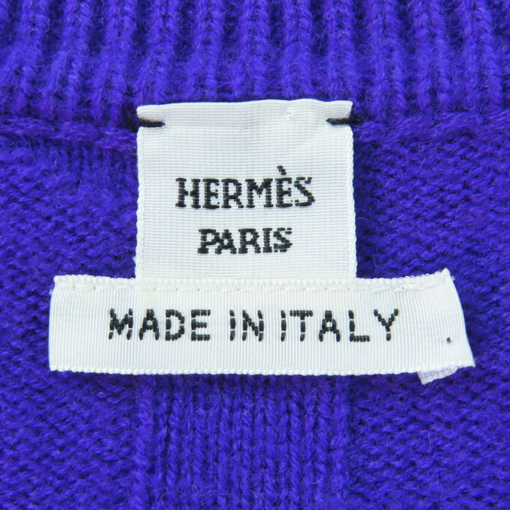 極美品☆HERMES エルメス 23AW 3H2617D4 ウール100％ Hモチーフ 長袖 ニット トップス パープル 42 イタリア製 正規品 レディース