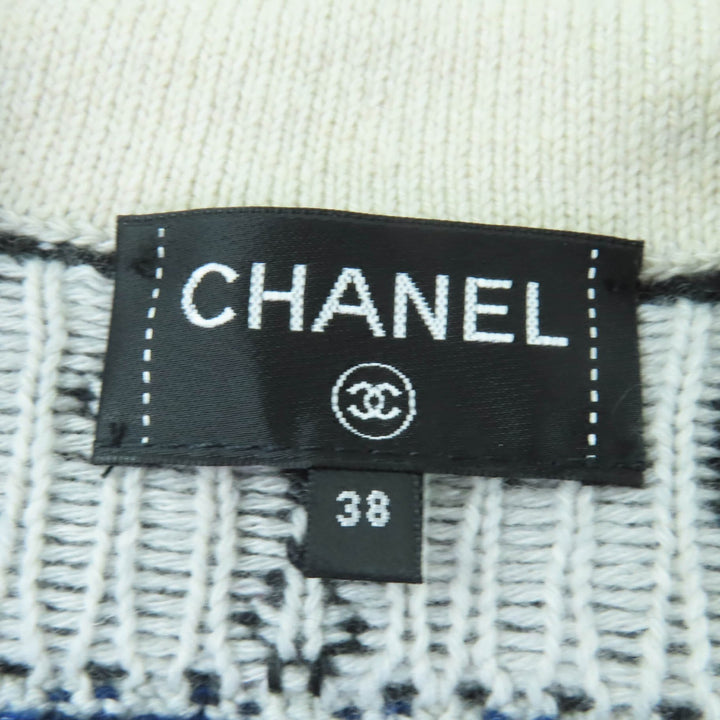 極美品☆CHANEL シャネル P65175K60935 カシミヤ100％ ココボタン ロゴ総柄 長袖ニット ロング カーディガン 38 正規品 レディース